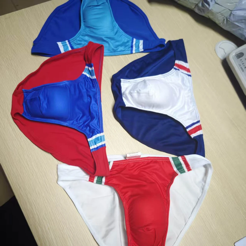 Real shot new men's swimming trunks color matching mesh swimming trunks low waist cup beach shorts BS426