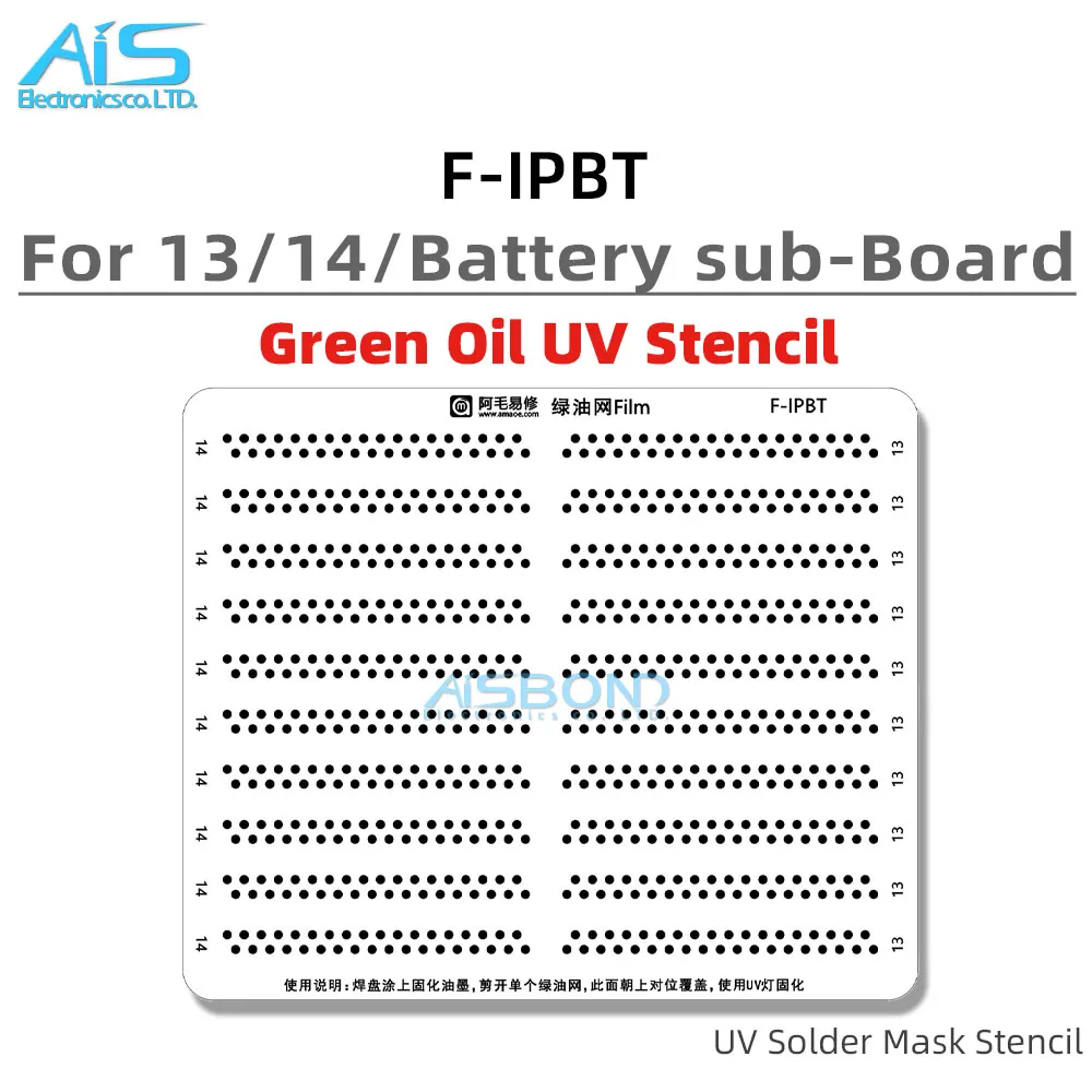 Amaoe F-IPBT Green Oil Net UV Solder Mask Ink Kit For iPhone 13 14 Pro Max battery flex sub-board BGA Reballing Stencil