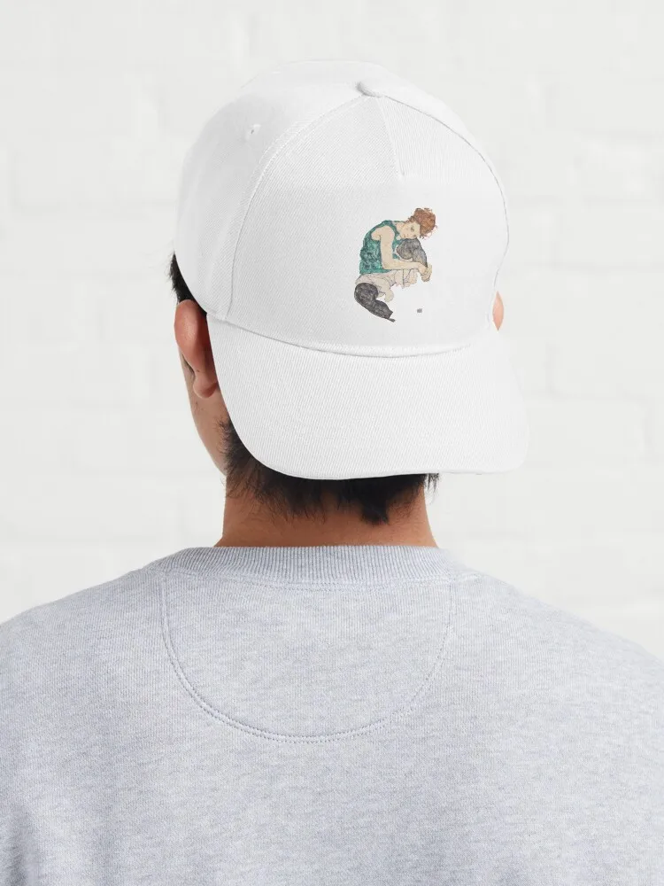 HD Seated Woman With Legs Drawn Up , By Egon Schiele - HIGH DEFINITION Cap For Unisex Adult Outdoor Casual Sun Baseball Caps image 4