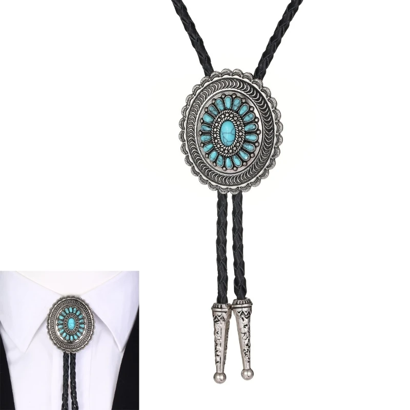 

Delicate Fretwork Bolo Tie Cowboy Necktie Western Bolo Tie Turquoise Charm Bolo Tie Cowboy for Shirt Jeans