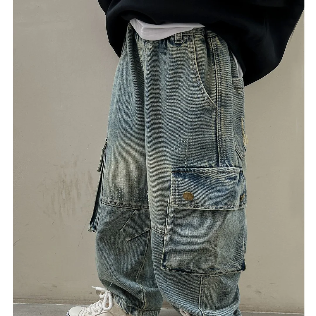 

Летние модные повседневные тонкие детские джинсы для мальчиков, новинка 2024, модные рабочие джинсы для мальчиков, корейские джинсовые повседневные брюки A76