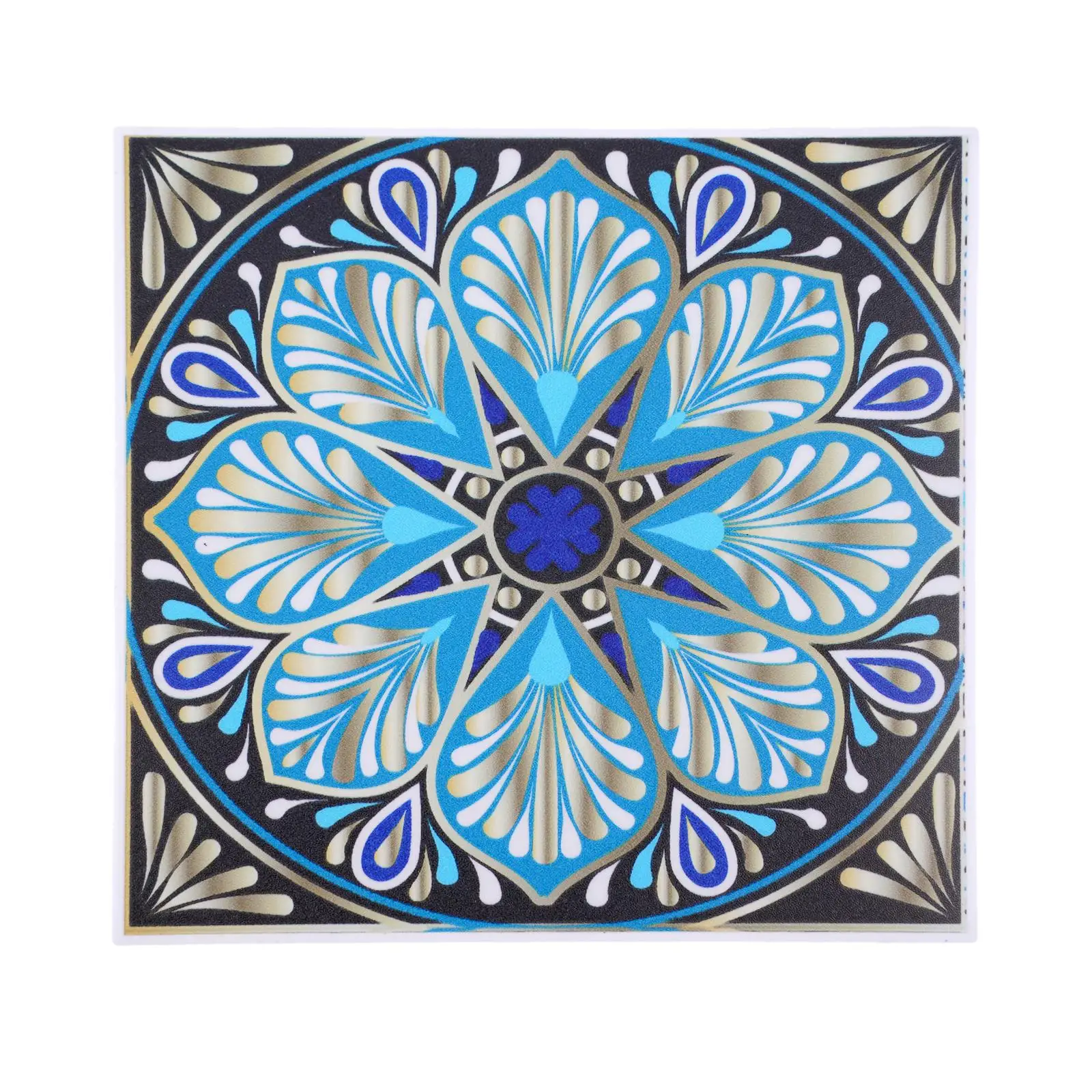 Aesthetic Upgrade Set of 10 Colorful Water Resistant Vinyl Tiles with Beautiful Mandalas Designed For Kitchens & Baths