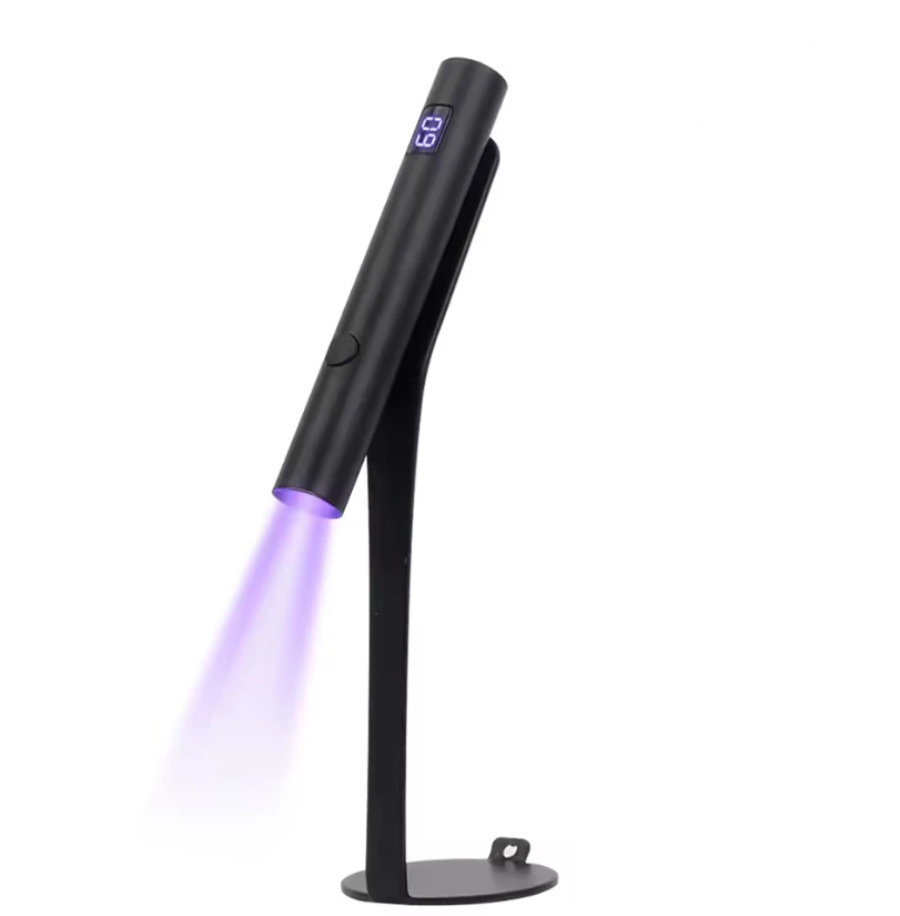 หลอดไฟยูวี LED ขนาดเล็กสำหรับเล็บ เครื่องอบเล็บแบบพกพา ชาร์จซ้ำได้ พร้อม 360 °   ที่ยึดแม่เหล็กแบบหมุนได้ โคมไฟมือถือแบบแห้งเร็ว