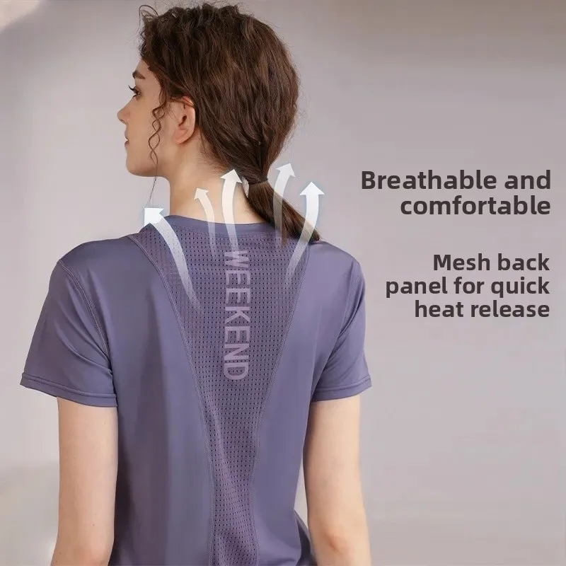 

Спортивная футболка Loose Me для бега, женская, больших размеров, с коротким рукавом, для йоги, быстросохнущая, влагоотводящая, для фитнеса и тренировок