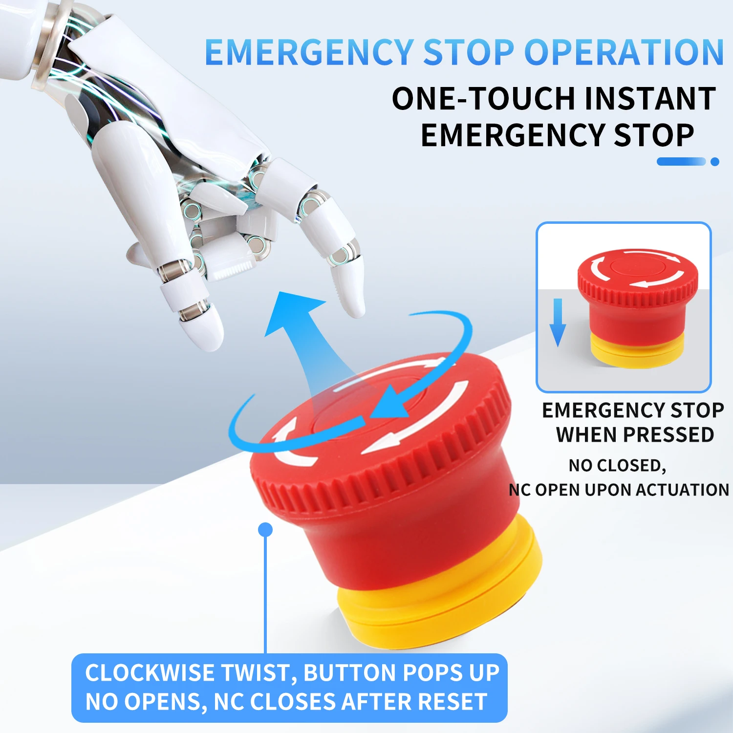 LA22Y emergency stop button power-off switch mushroom head charging pile elevator stop power supply one on one off 16/22mm