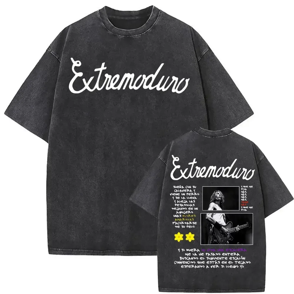 

Rock Band EXTREMODURO Global Tour Mercah Graphic Print Vintage Washed T-shirt Men Women Streetwear Hip Hop Loose Oversized Tees