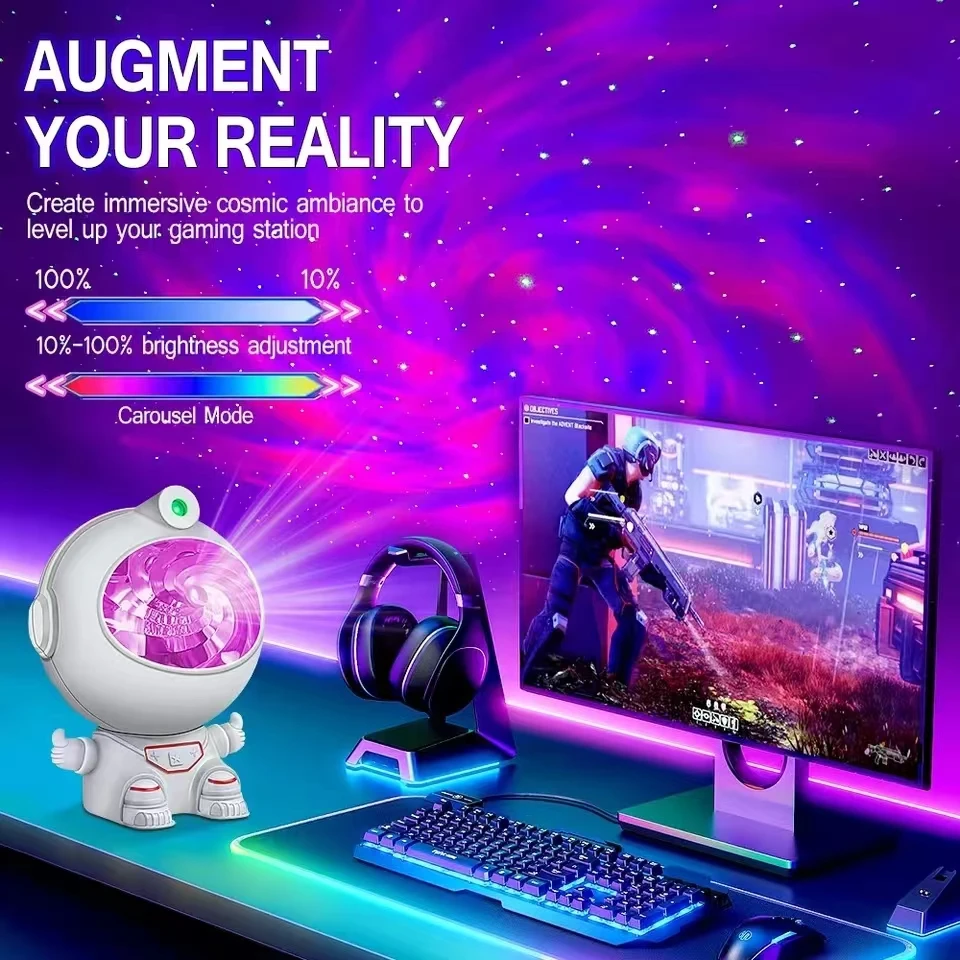 Led Night Lights Colorful Starlight Ambience Home Lamps Furnishings Children Vortex Sitting Astronaut Projection Ambient Light