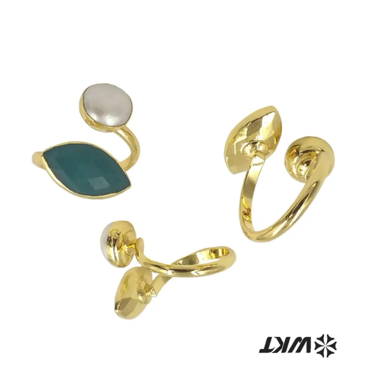 

WT-R406 WKT 2025 красочные кольца амазонит, лабрадорит, солнечный камень и жемчуг, регулируемые кольца для женщин, вечерние кольца, ювелирные изделия, тренд