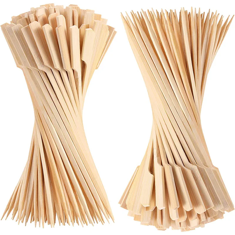 200Pcs Bamboo Skewers Sticks, Wooden Skewers for Barbecue, Appetizers, Fruit, Sausage, Snacks - BBQ Accessories