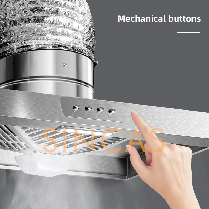 Stainless Steel Range Hood Exhaust Fan With Built In Light Kitchen Ventilation Extractor Fan For Stove Wall Mount Range Hood