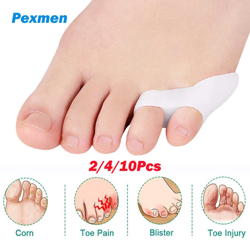 

Pexmen 2/4/10Pcs Gel Pinky Toe Separator Protector Little Toe Corrector Spacer Pain Relief Reduce Blisters Corn and Friction