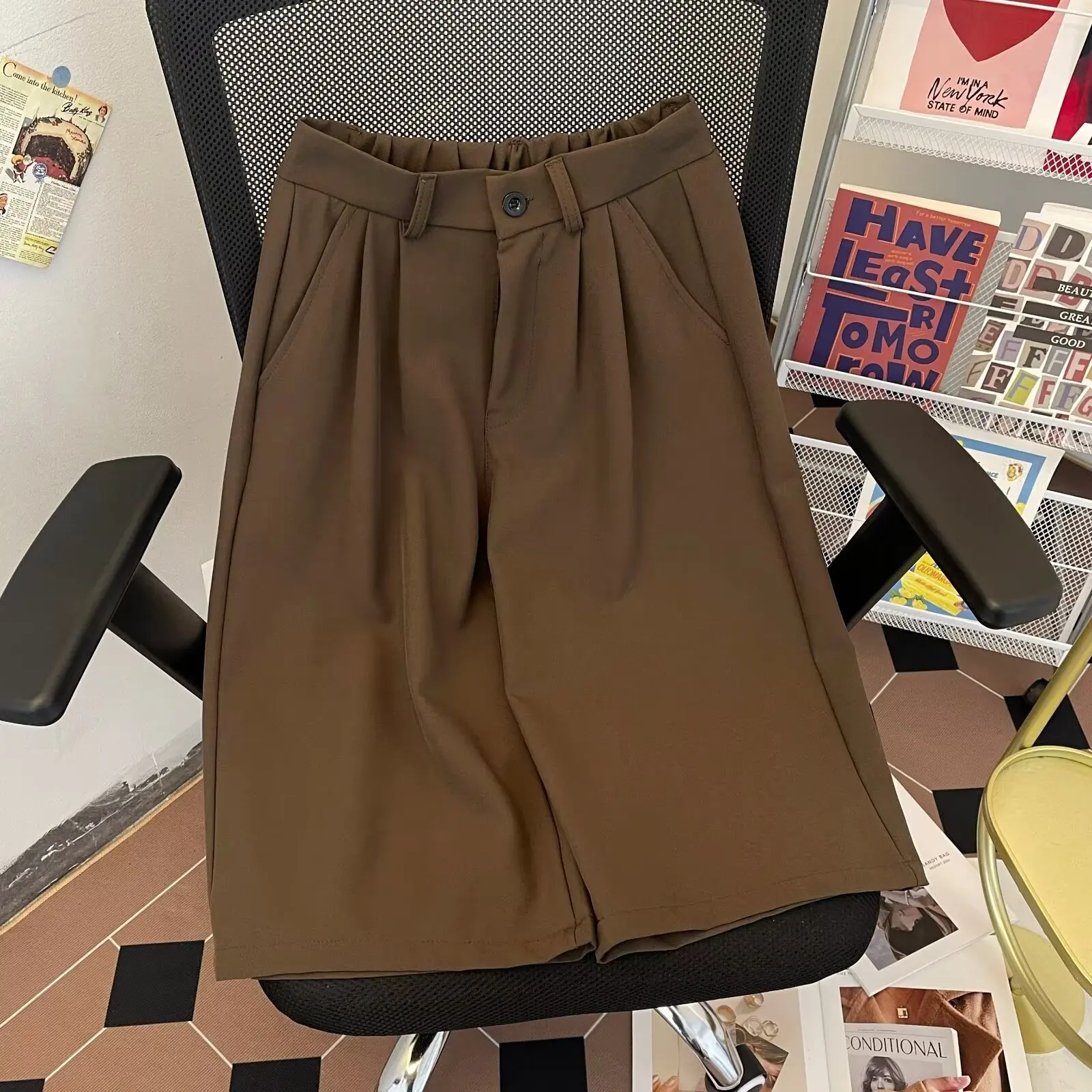 

Casual Japanese Sle Seven-Foot Suit Pants Men's Loose Double Pleat Slimming Drapey College Sle Brown orts