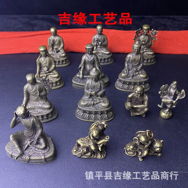 

Tibetan Style Copper Buddha Figurine Antique Brass Multiple Buddha Statues Retro Home Desktop Decoration Small Tibetan Copper Bu