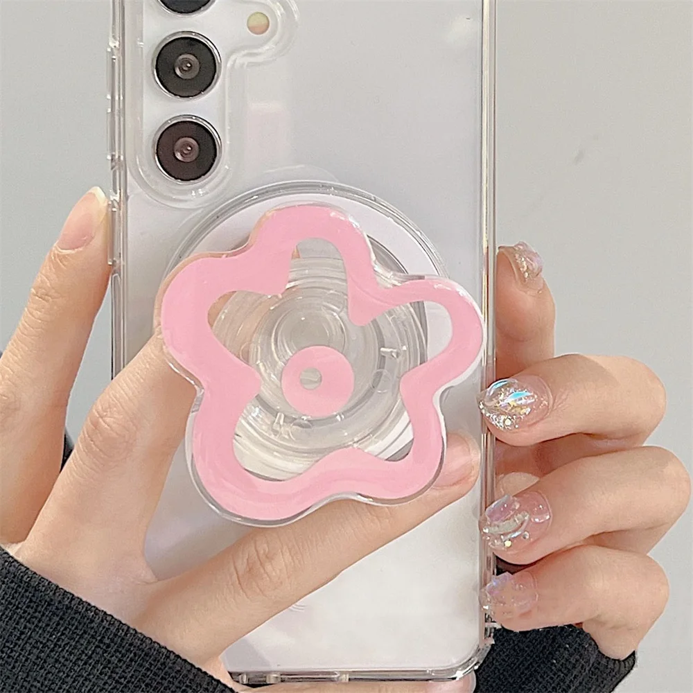 

Cute Flowers Magnetic Phone Grip Stand with Expanding Griptok for IPhone Foldable Wireless Charging Case Support Ring Holder