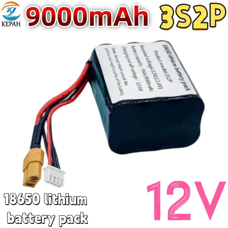 Premium 12V 9.0Ah 3S2P Li-ion Battery with NCR18650 Single Cell Construction Perfect for Parrot Disco and All Kinds of Drones