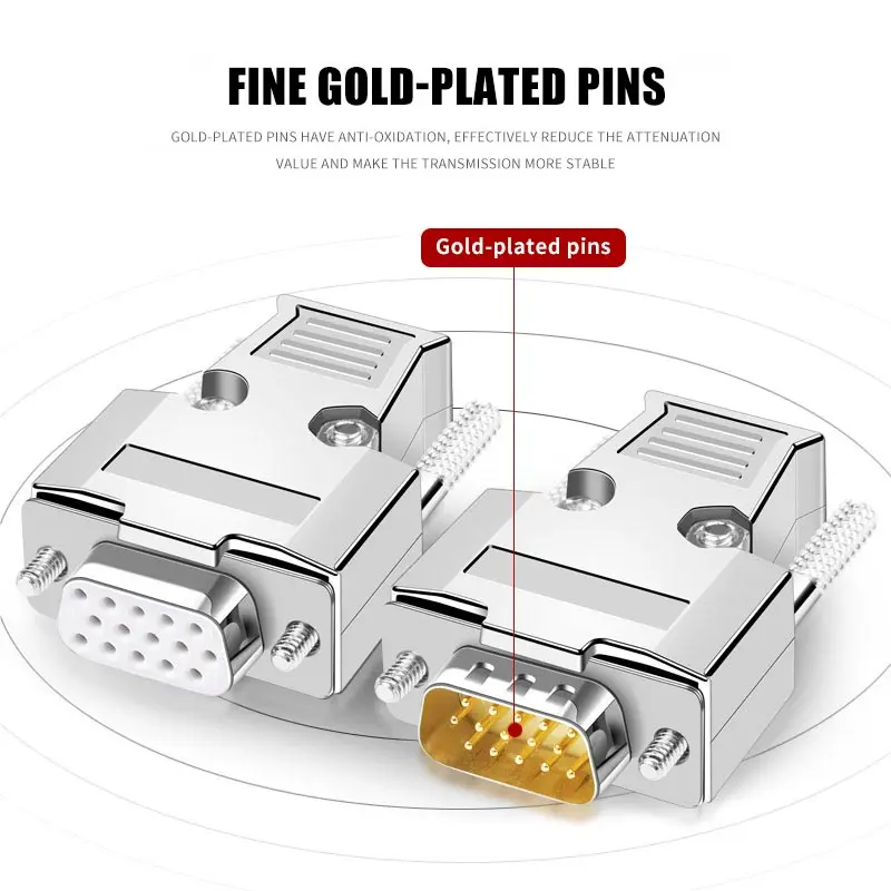 15Pin VGA 3 Rows Industrial Grade Connector Gold-plated Welding VGA Male Female Head Connector vga Soldering Plug for Projector