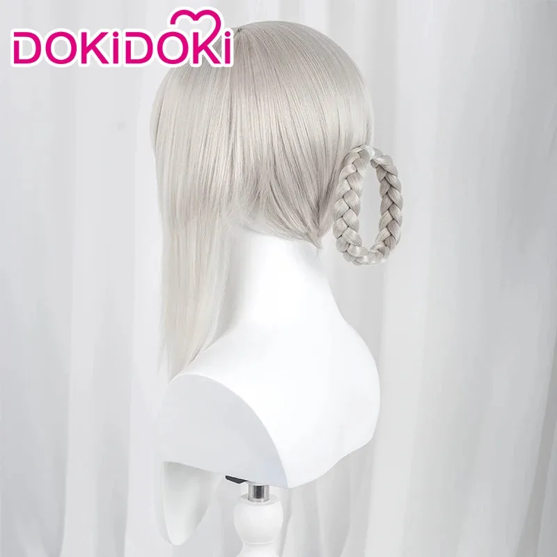 2025 enen Kaine Game DokiDoki Kainee كوسبلاي للنساء باللون الأبيض المقاوم للحرارة غطاء شعر مستعار مجاني