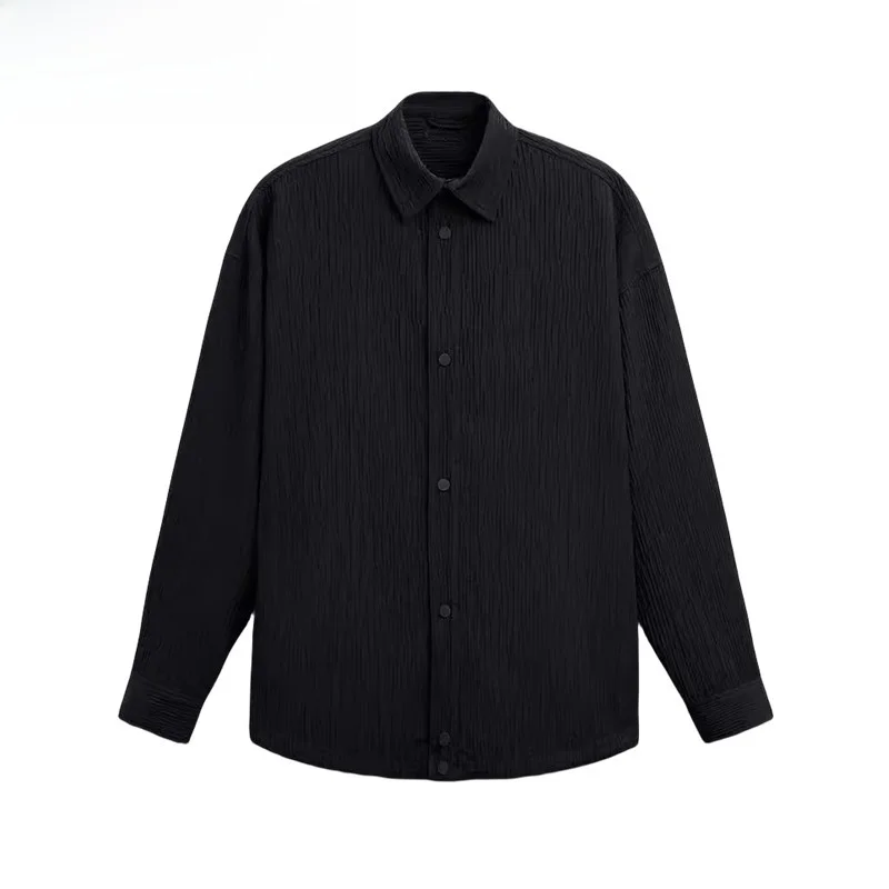 

Comfortable Men's Winter irt Jaet Loose Fit Long Sve Collar Small Pleat Effect Simple Design Youthful Trendy Oute...