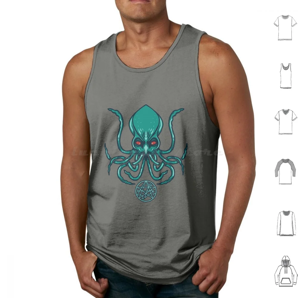 Cthulhu Crest Tank Tops Vest Sleeveless Cthulhu Cthulu Octopus Horror Monster Creature Sea Ocean English Old Novel God