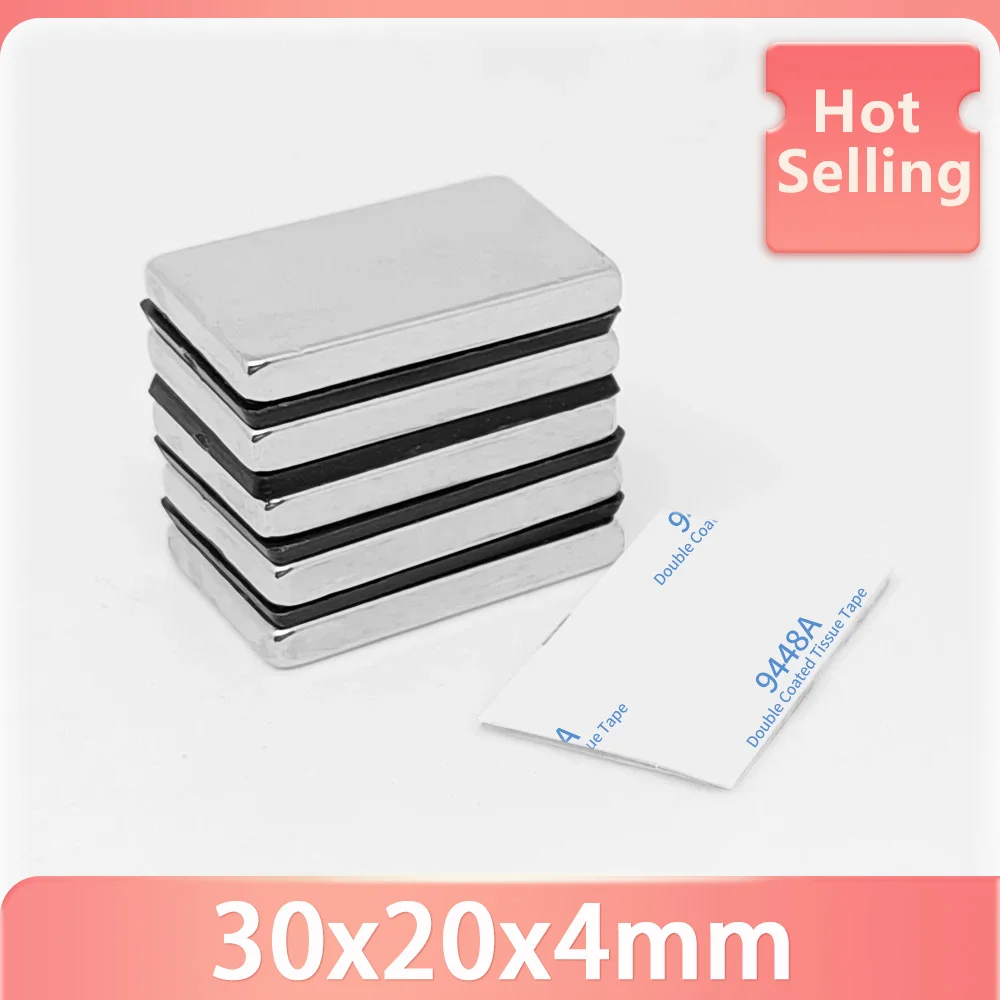 30x20x4mm Block Strong Magnet 30x20x4 Sheet Magnet With Self Double-Sided Tape 30*20*4 For Home Refrigerators, Offices DIY