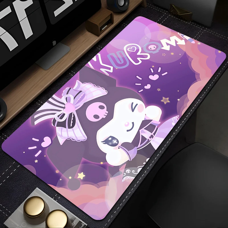 

Mouse Pad Laptop Kawaii Purple Bowknot Extended Desk Mat Large PC Anime K-kuromi Skull Mousepad Pink Gamer Cabinet Keyboard Rug