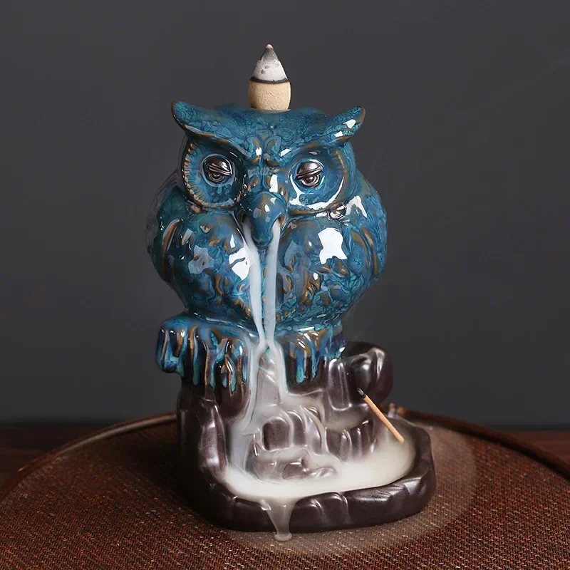 1 Stück Eulen-Räucherstäbchenhalter, Vintage-Konusräuchergefäß, Miniatur-Deko für Schreibtisch, Wohnzimmer und Büro (ohne Räucherstäbchen)