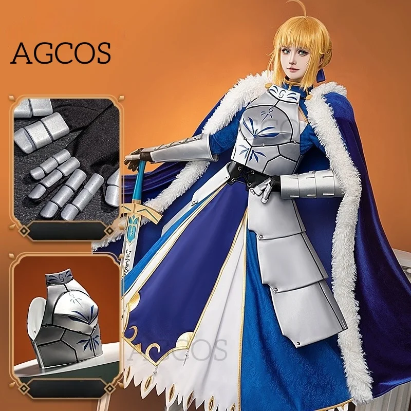 AGCOS FGO Altria Pendragon Saber Cosplay Costume Three Verion Uniforms For Altria Pendragon Costumes Wig Sets Anime Cosplay