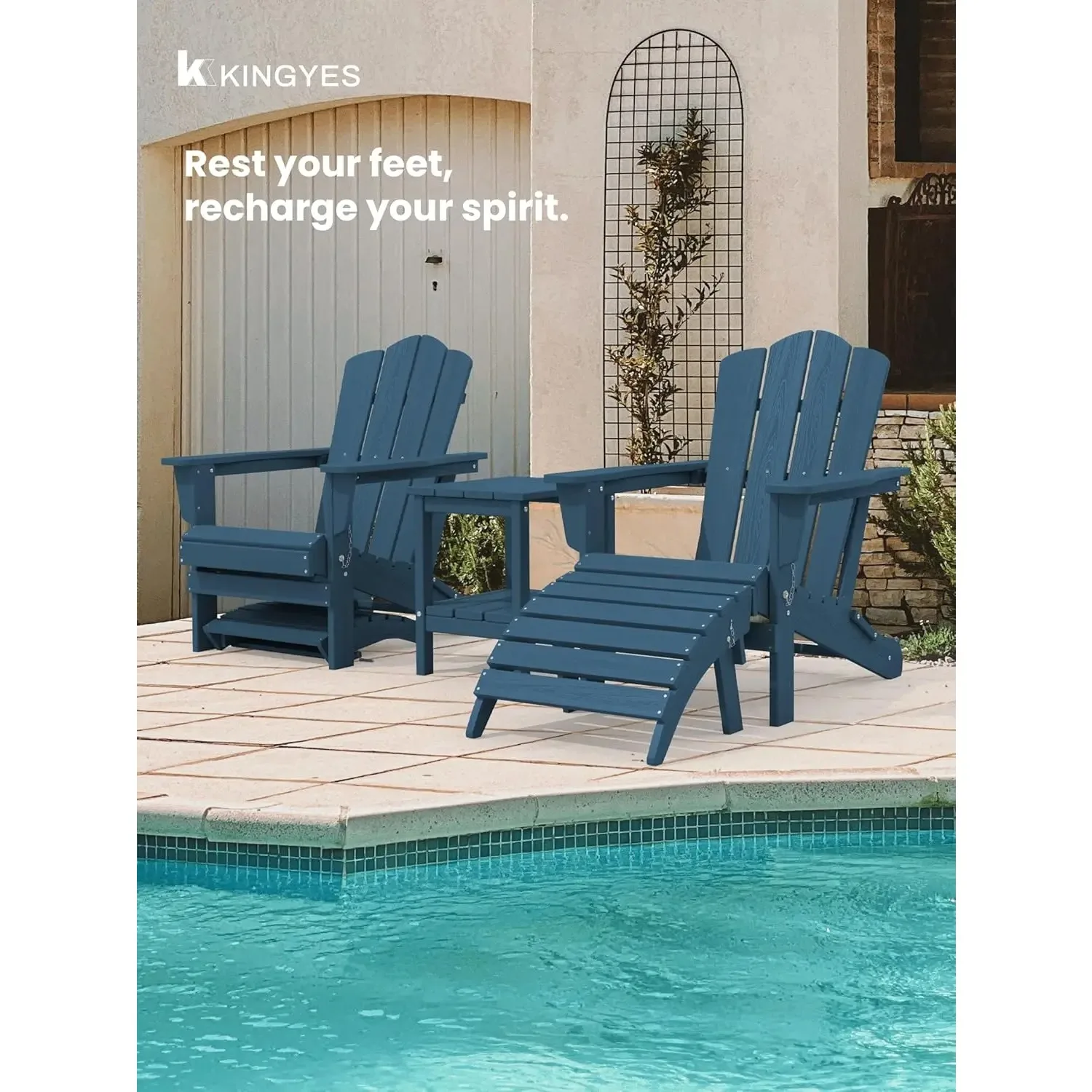 

Складные подставки для ног Adirondack, комплект из 2 штук, для кресла Adirondack, темно-синие, на заказ