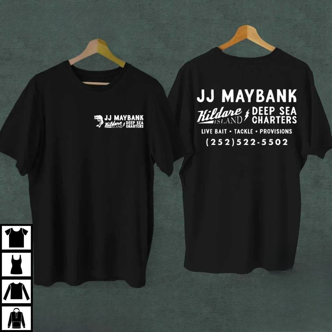 JJ Maybank Tiefseecharter | Outer Banks | Unisex-T-Shirt für Erwachsene und Jugendliche – Detail 4