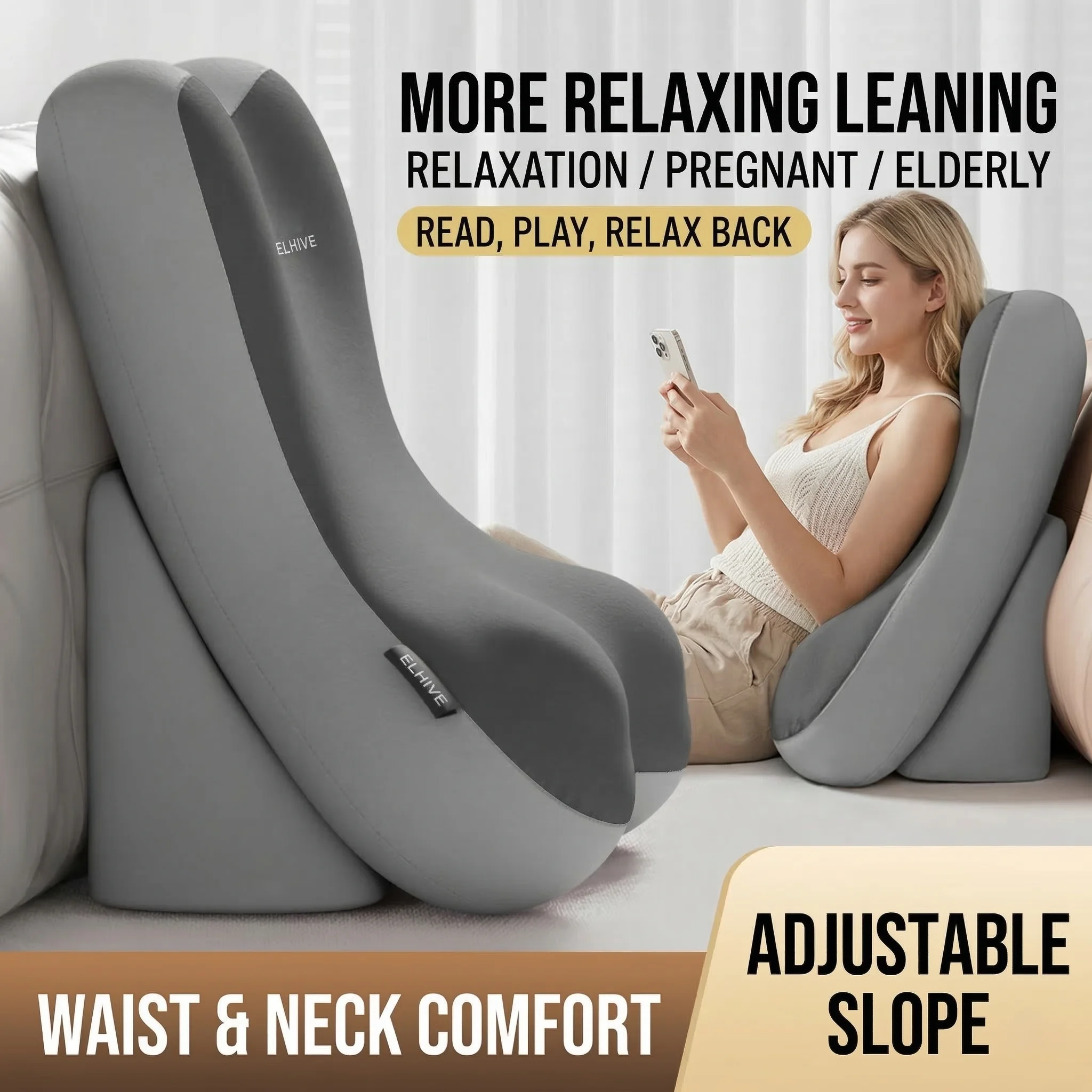 Memory Foam Orthopedic Pillow Neck Pain - Verstelbaar traagschuim bedwig rugsteunkussen, ergonomisch tweedelig