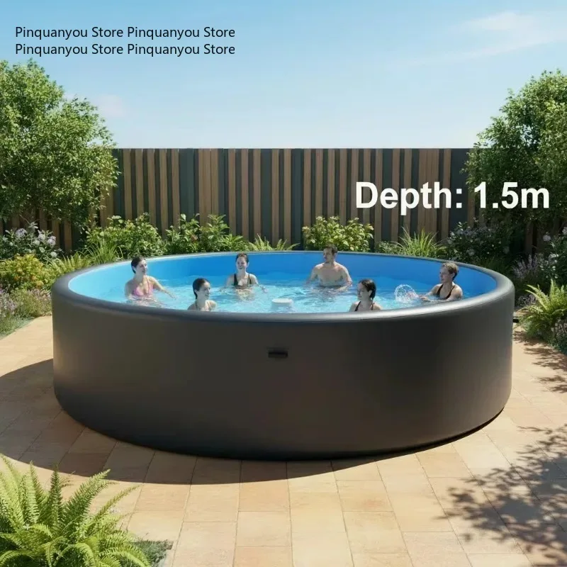 5m Diameter Drop Stitch Inflatable Above Ground Pool 1.5m Depth Round Swimming Pool for Backyard Resort & School