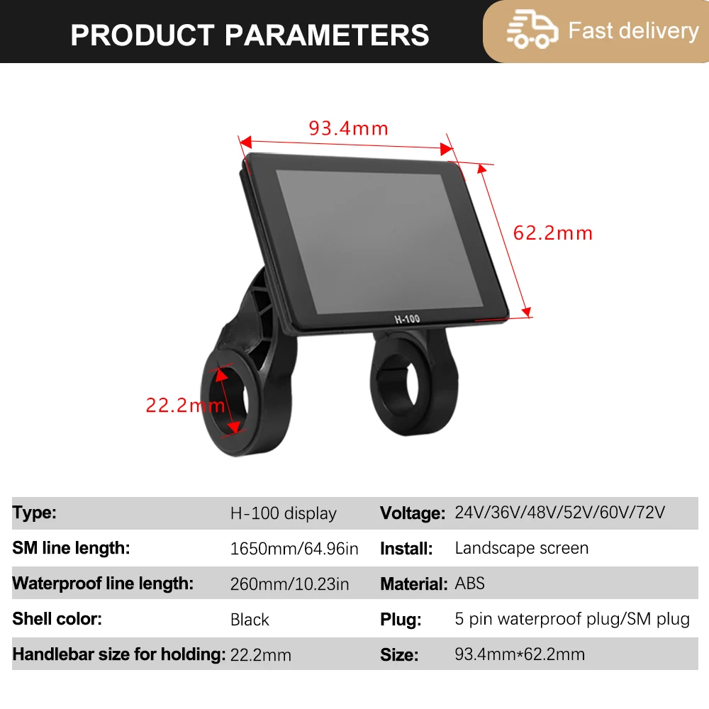 Ebike 사인파 방수 컨트롤러, 컬러 S-100 또는 H-100 디스플레이, 3 모드 컨트롤러, 17A, 26A, 30A
