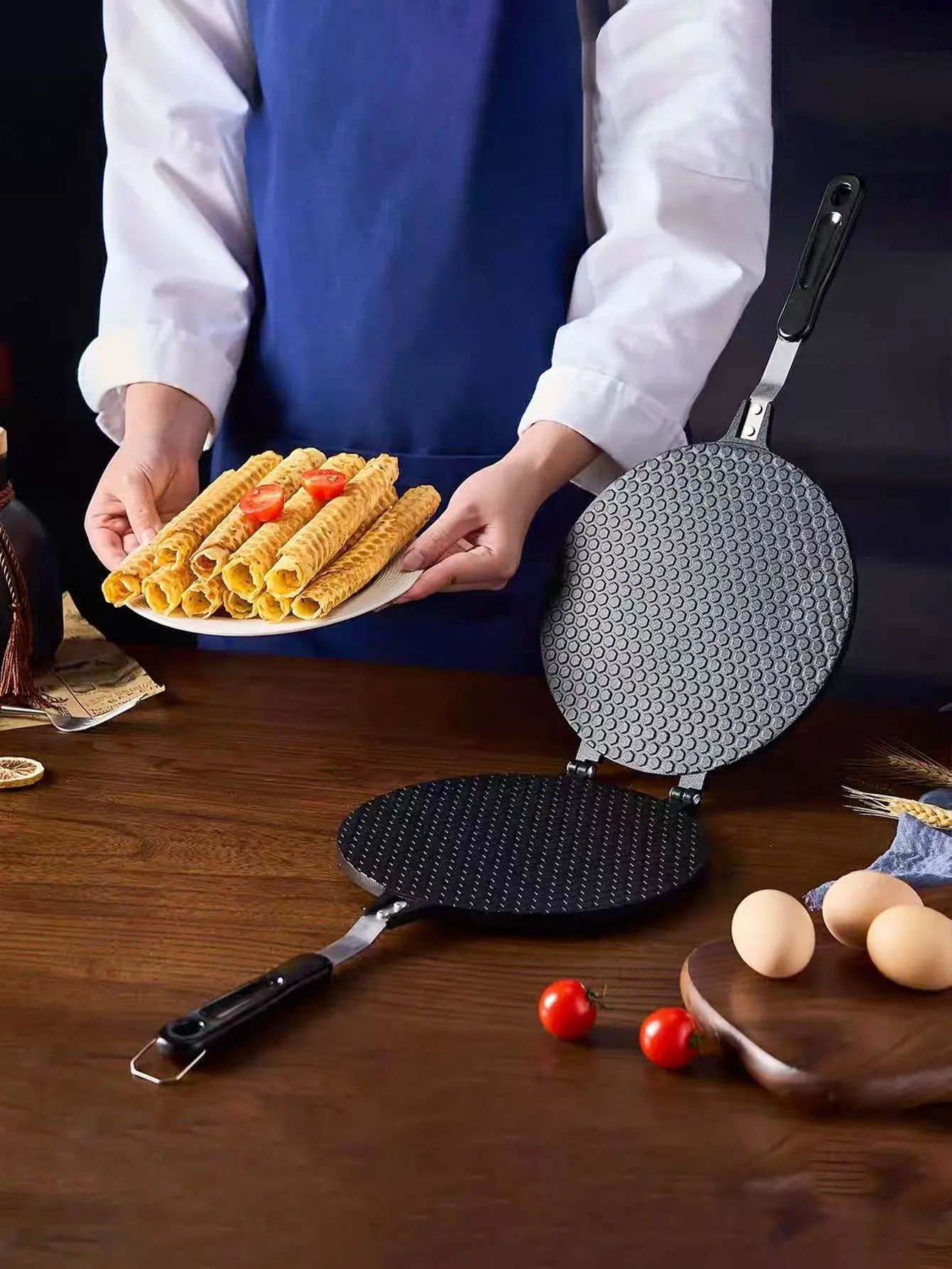 Egg Roll Mold for Handmade Baking, Commercial Use for Biscuits and Cakes, Small Crispy Pastry Baking Tray Machine 1Pc