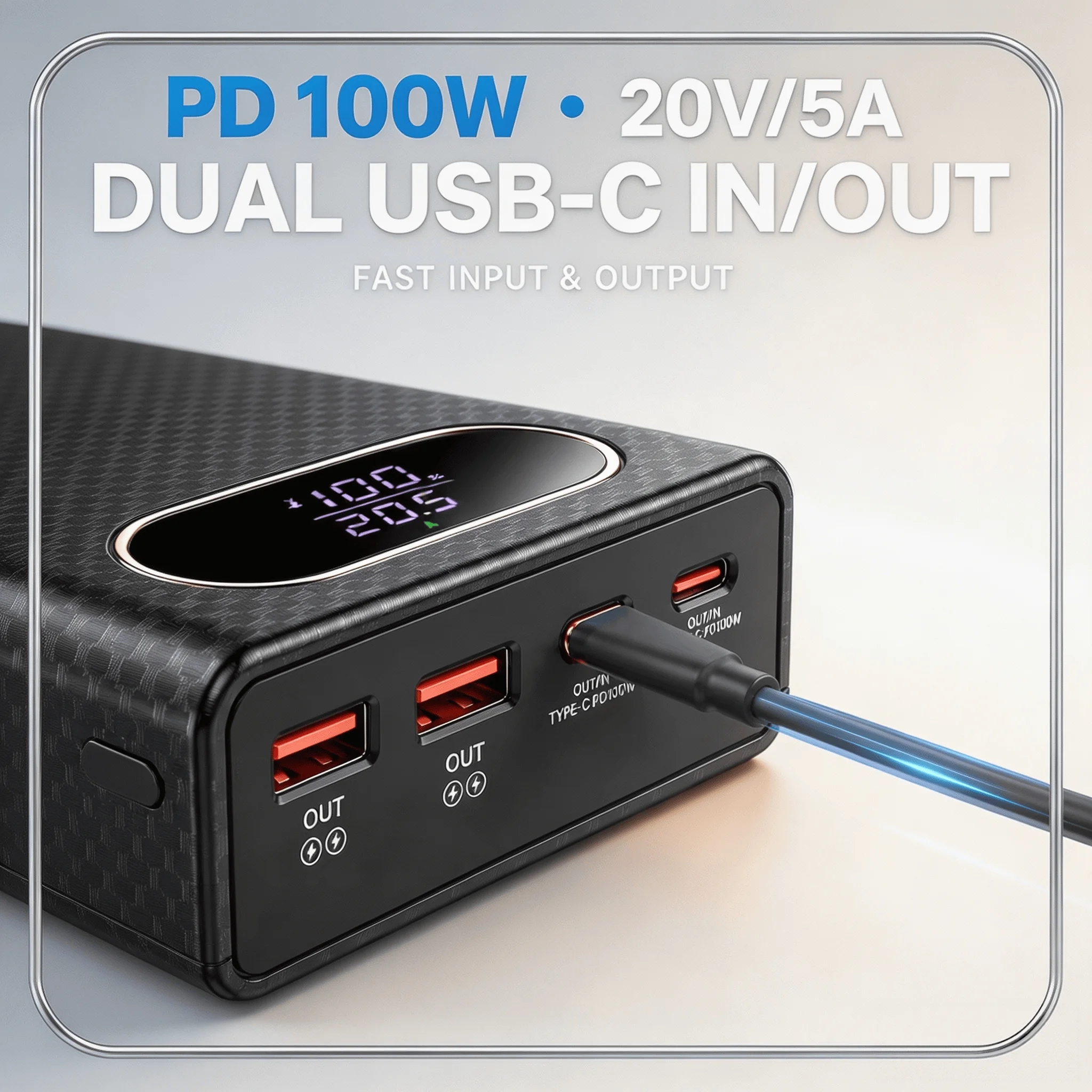 21700 Battery Box Shell PD100W 6‑Slot DIY Power Bank Case 20V 5A USB‑C Fast Charging No‑Solder For Portable Electronic DIY Build