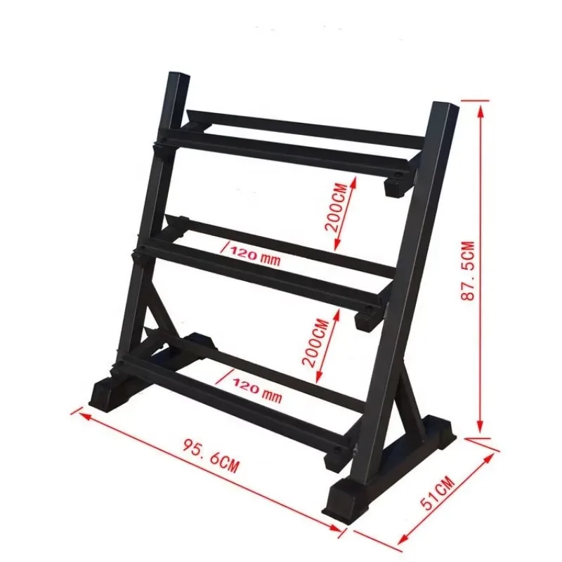 Black Dumbbell Storage Rack Matched for Hex Dumbbell Placement Gym Fitness Equipment Heavy Duty Steel