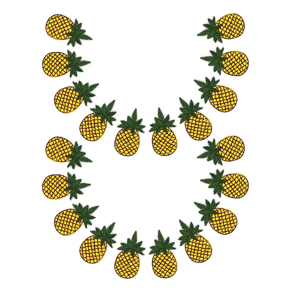 20 Stück Ananas-Stickerei-Patches, gehäkelt, Obst, zum Aufnähen, für Rucksäcke, Abzeichen, Nähen, Cartoon, Eisen, Zitrone