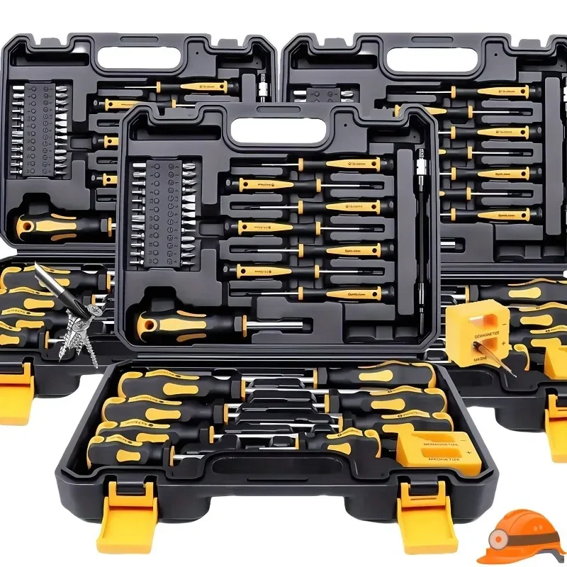 مجموعة مفكات براغي احترافية مطورة مع حامل لقم مغناطيسي، تتضمن أدوات مشقوقة وفيليبس وسداسية توركس ودقيقة #1