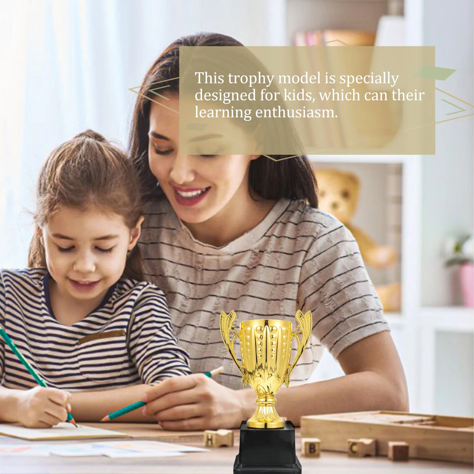 

Premium Plastic Children Trophy Delicate Carving Realistic Appearance Bright Game Award Home Decor