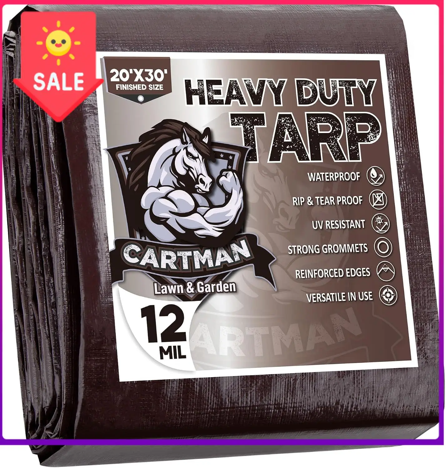 Finished Size 20x30 Feet Extra Thick 12 Mil Heavy Duty Poly Tarp, Multipurpose Protective Cover, UV Resistant, Waterproof Poly
