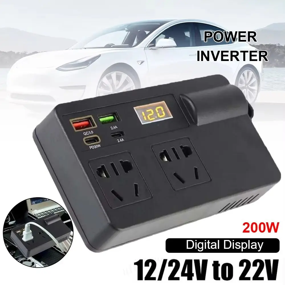 Universal Car Inverter DC 12V/24V To AC 220V High Power Car Converter QC 3.0 USB/PD/Type C Charger Multifunction Power Adapter
