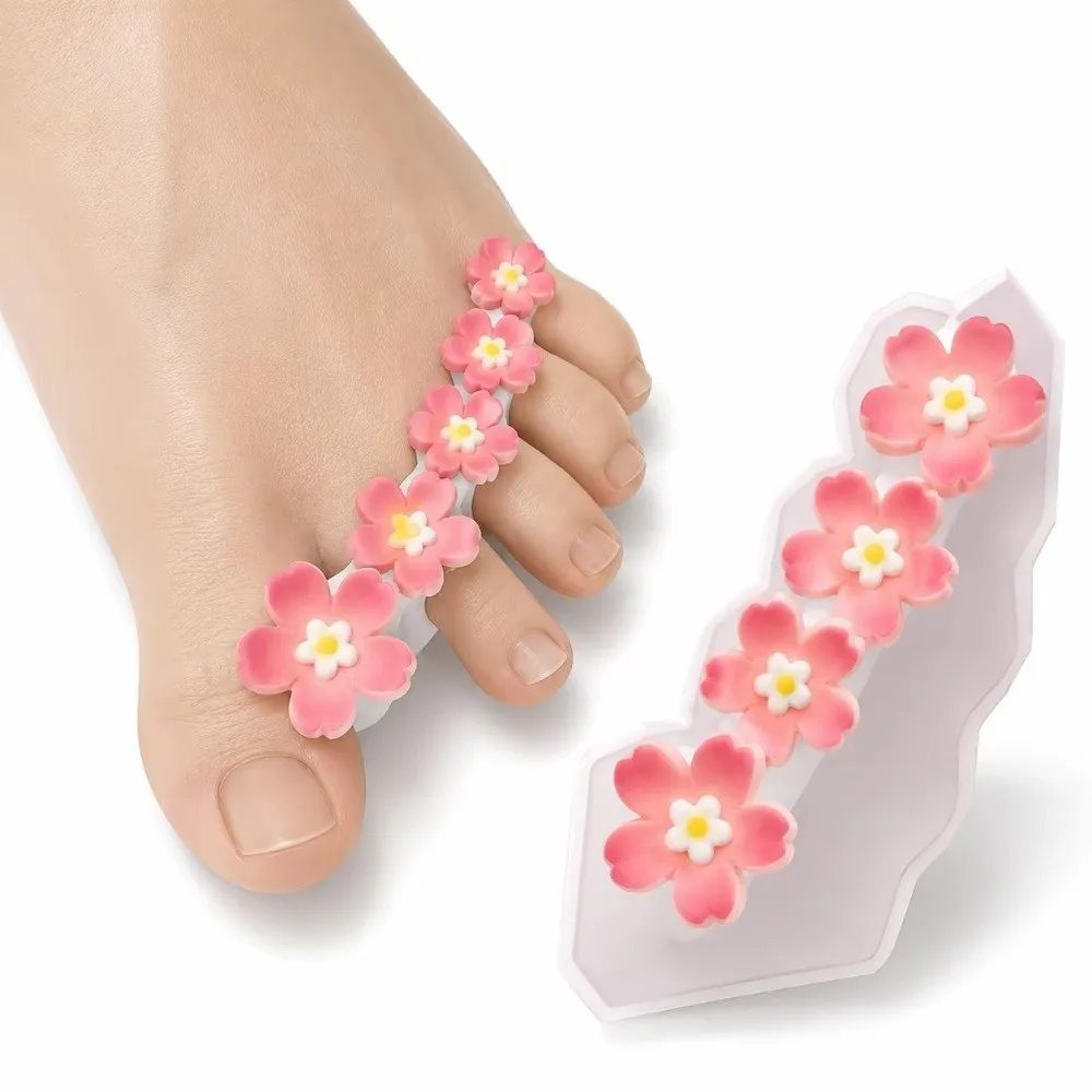 Soft Silicone Nail Art Separators Flexible Flower Design Finger Dividers Non-Slip Reusable Nail Art Applicator Nail Studio