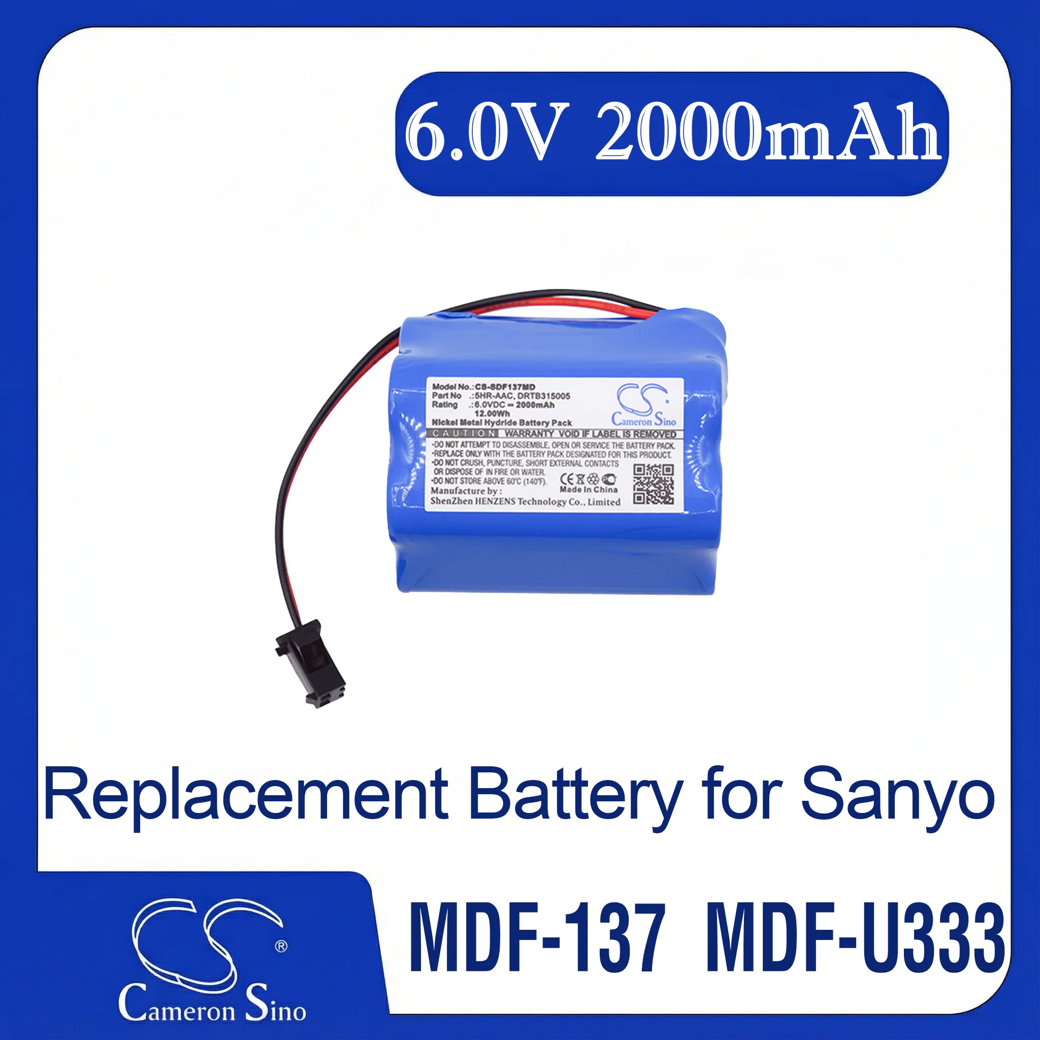 

Cameron Sino Replacement Battery for Sanyo MDF-137, MDF-C8V, MDF-U333, MDF-U537, MDF-U537D,, Fits P/N 5HR-AAC,6242099284,