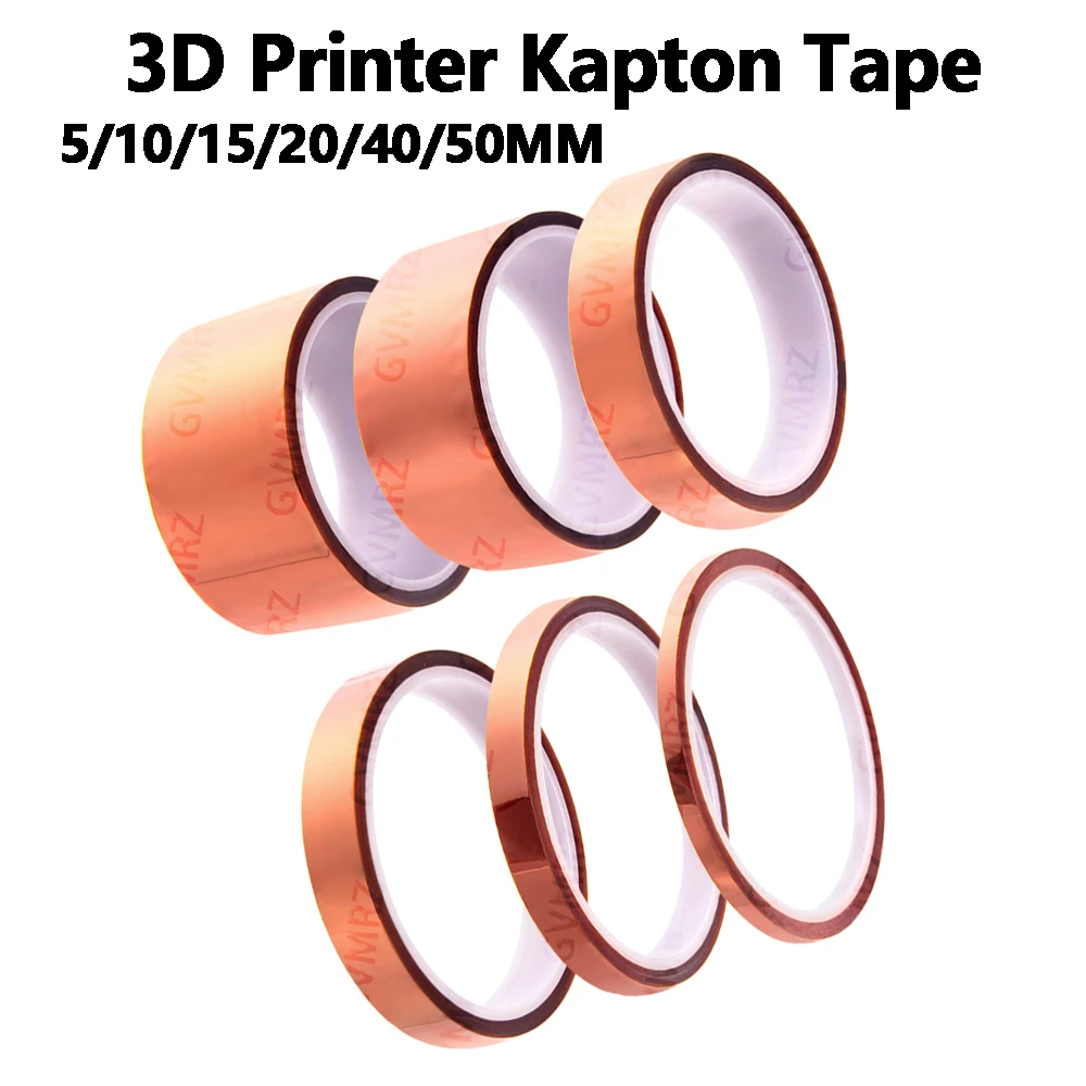 3D Printer Kapton Tape Assortment Kit 5/10/15 High-Temperature Resistant Polyimide Tape for Electronics 5mm 10mm 20 40 50MM 