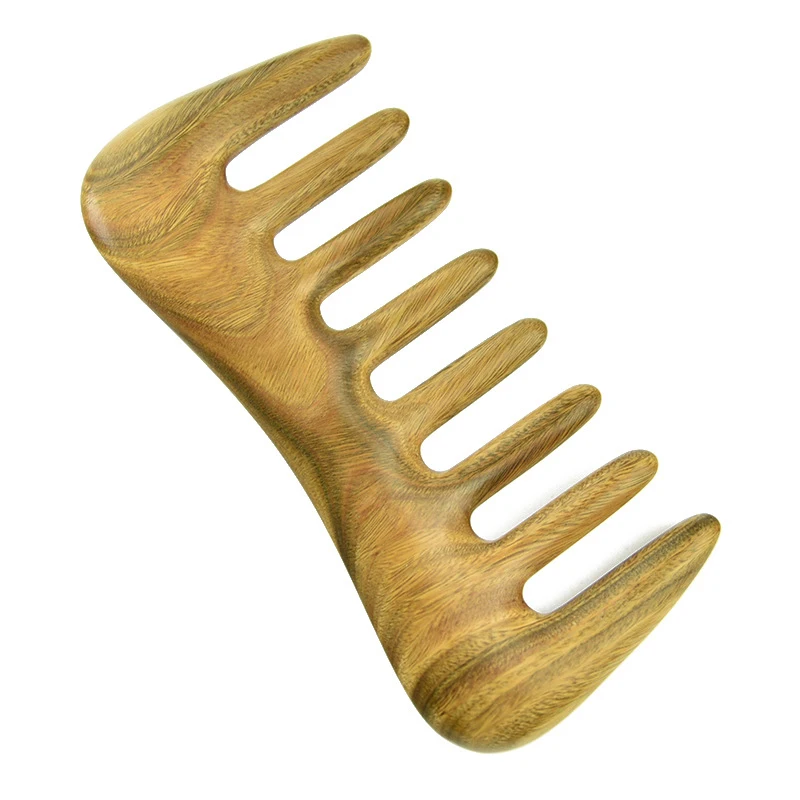 Wide Tooth Hair Comb - Natural Wood Comb for Curly Hair - No Static Sandalwood Hair Pick Wooden Comb for Detangling