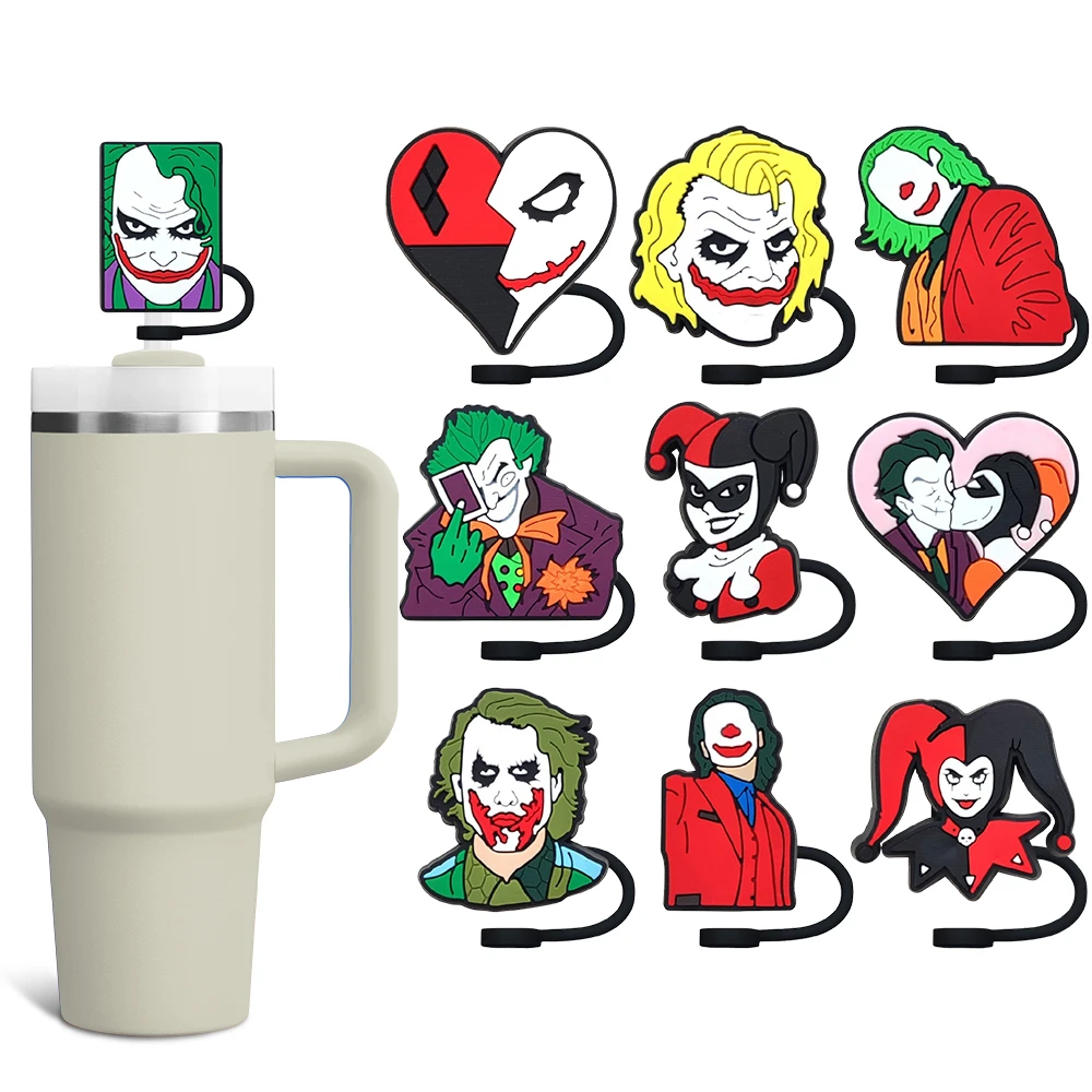 

Classic Movie Joker Series Straw Cover Cap 10MM Eco-friendly Straw Plug Splash Proof Drinking Cup Accessories Home Party Gift