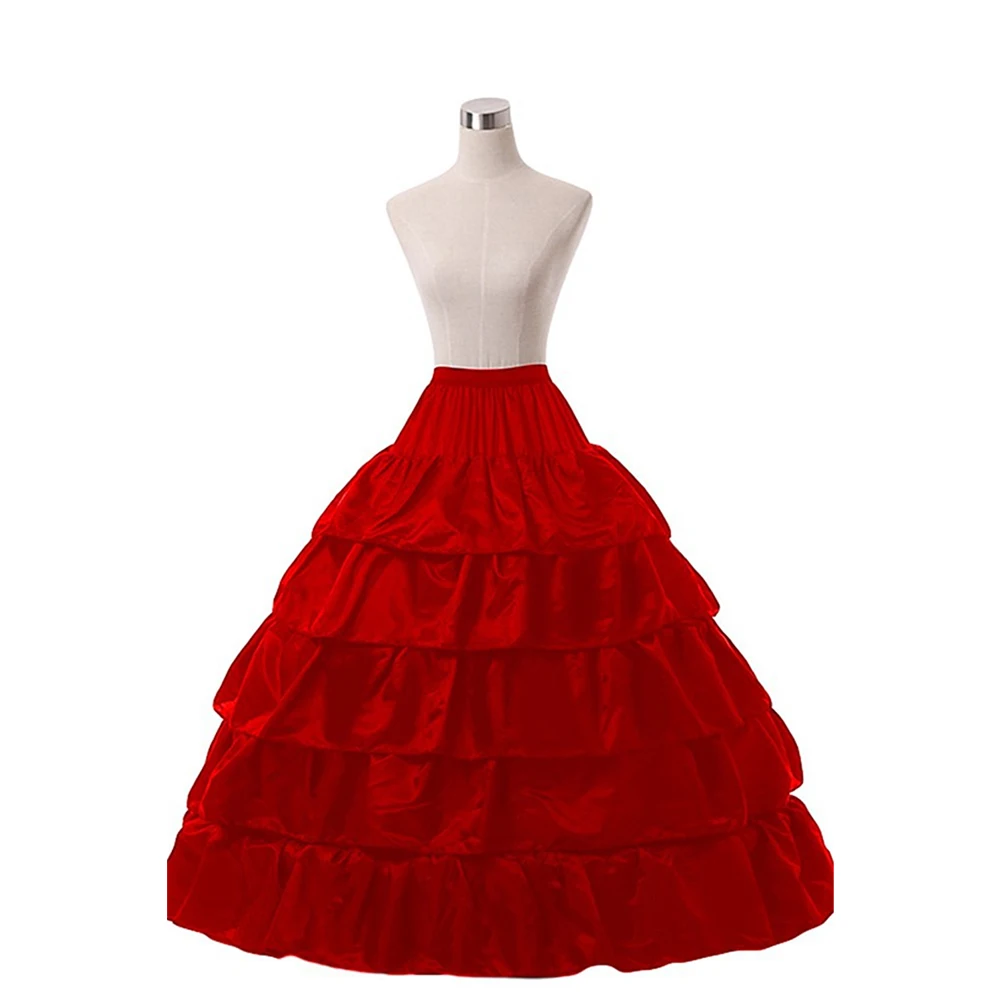 

2026 New 5 Ruffles Layers Ball Gown Petticoat Underskirt Slip for Wedding Dress Adjustable Waist Hoop Skirt CPA210