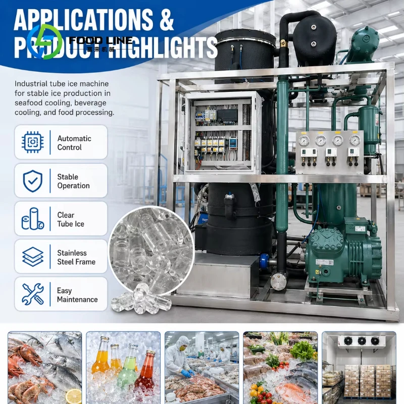 Customized 2T 5T Tube Ice Machine Compact Space Saver Tube Ice Making Machine Water Cooled Ice Making Equipment