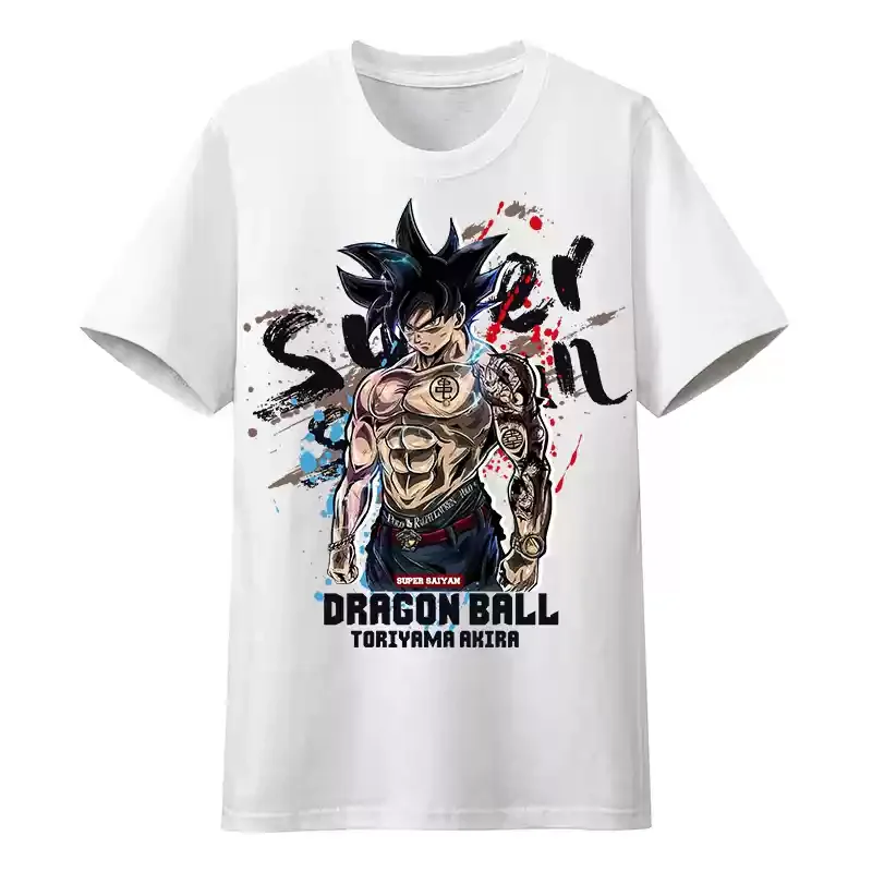 T-Shirt à Manches Courtes Dragon Ball Son Goku pour Homme, Vêtement à Motif Vegeta Majin Buu, en Coton, à la Mode, pour Couple