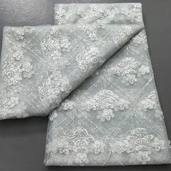 Zhenguiru French Tulle Sequins Lace Fabric 2024 High Quality 3D Flower Mesh African Lace Fabric Nigerian Dress for Women A4003