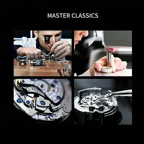 KINYUED Lyxiga Herrklockor Automatiska Mekaniska Månfasklocka För Herr Ihålig Design Läderarmband Herr Business Armbandsur 10 best sales Parnis månfas - №10